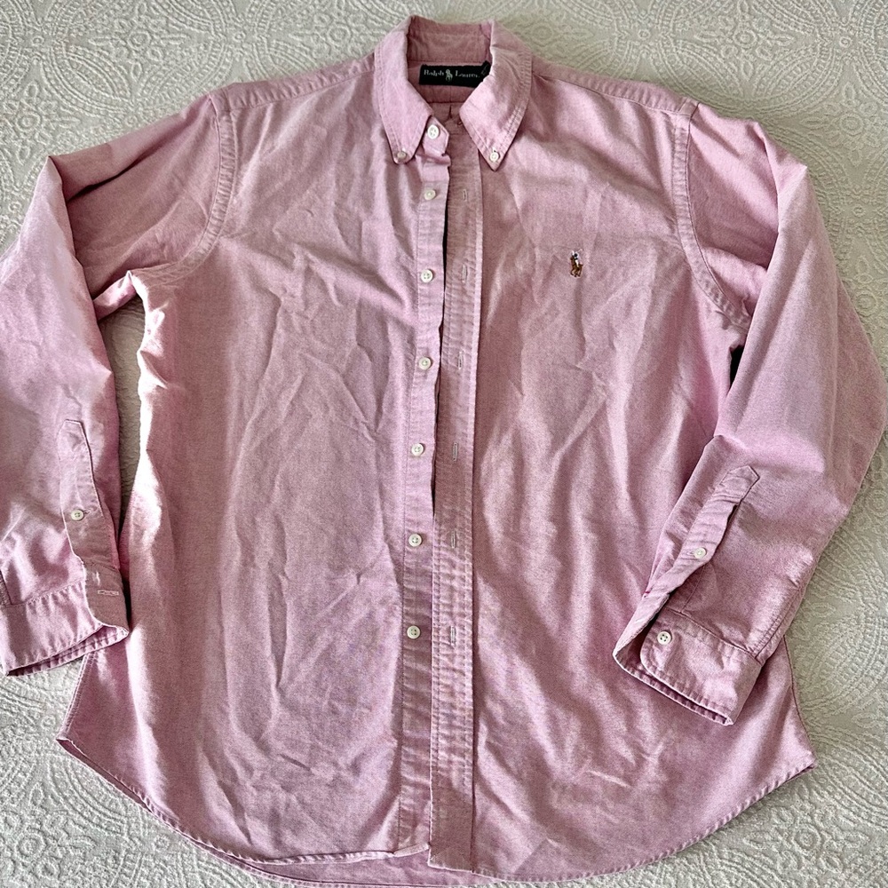 Men’s Ralph Lauren Oxford Long Sleeve Shirt Red Size Large